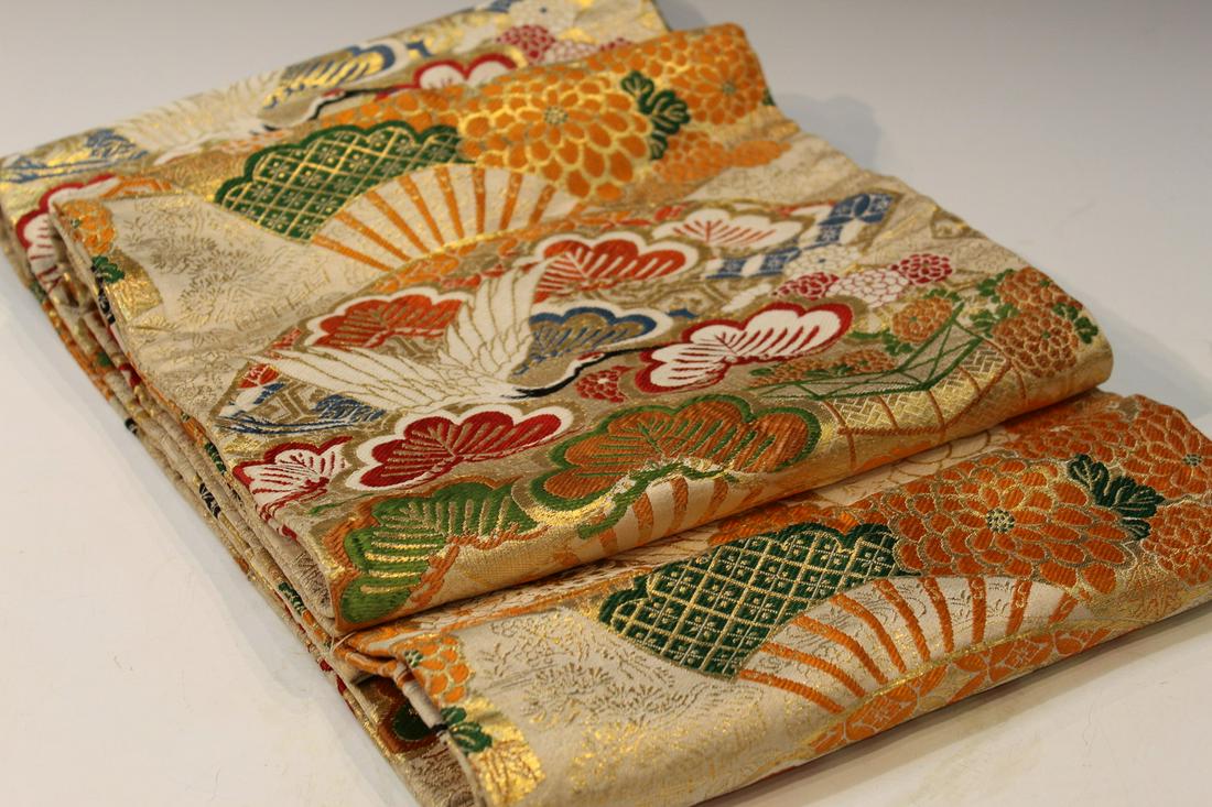 Japanese Obi with Cranes and Chrysanthemums (1 of 4)