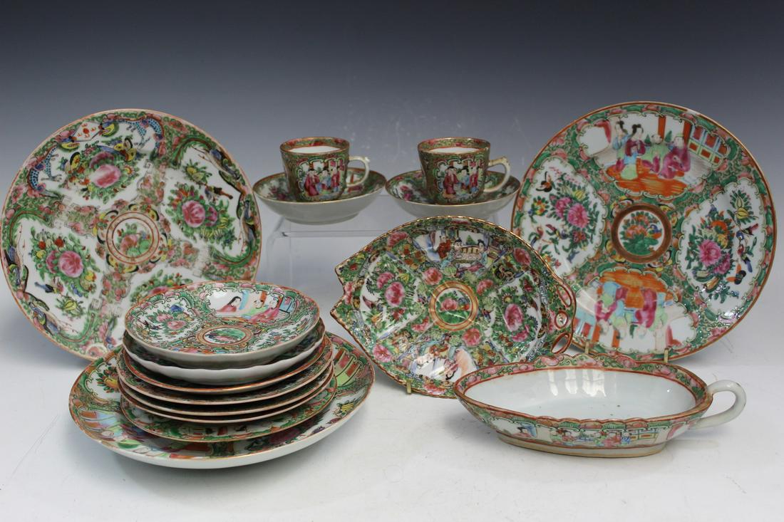Group Lot of 16 Chinese Rose Medallion Porcelain Items (1 of 8)