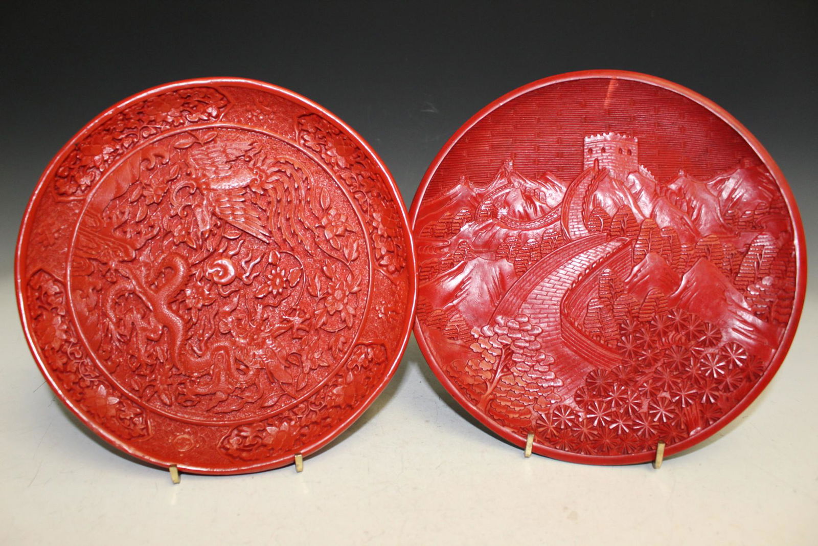 Two Chinese Red Lacquer Dishes. (1 of 7)