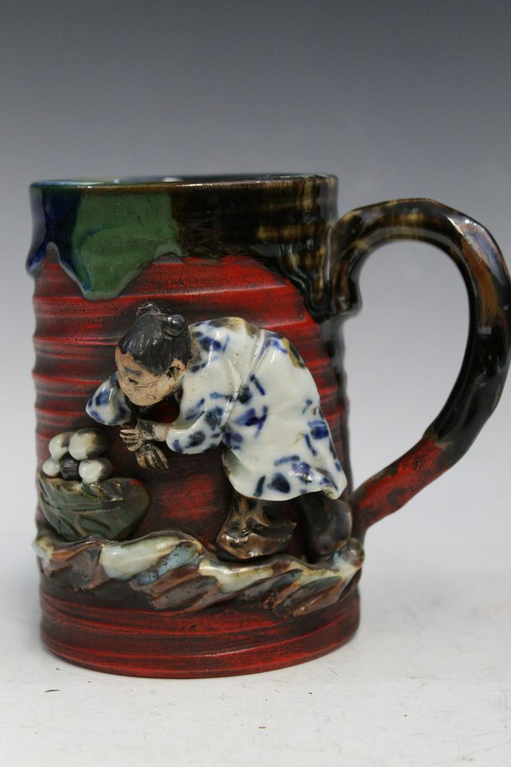 Japanese Sumida Gawa Pottery Mug (1 of 5)