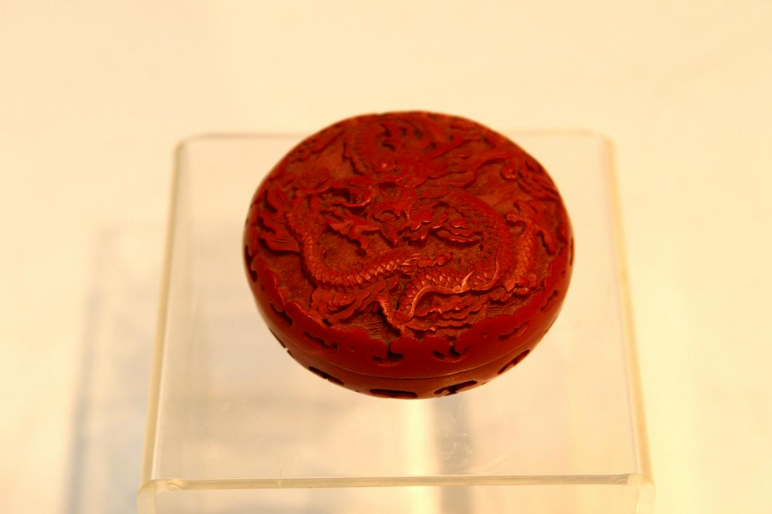 Chinese Cinnabar Box with Dragon Decoration (1 of 7)