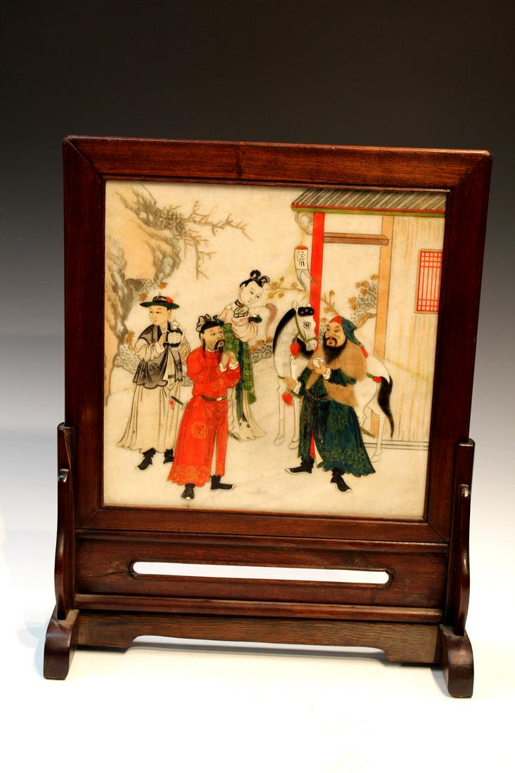 Chinese Painted Marble Table Screen (1 of 7)