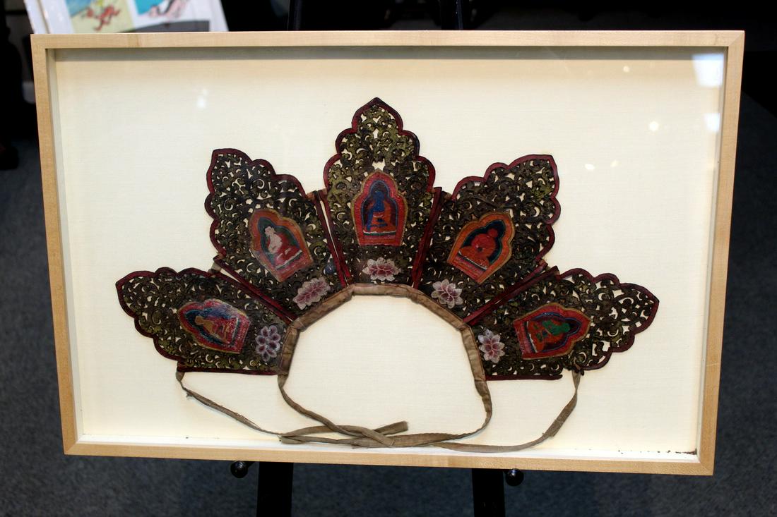 Framed Tibetan Monk Head Dress (1 of 4)