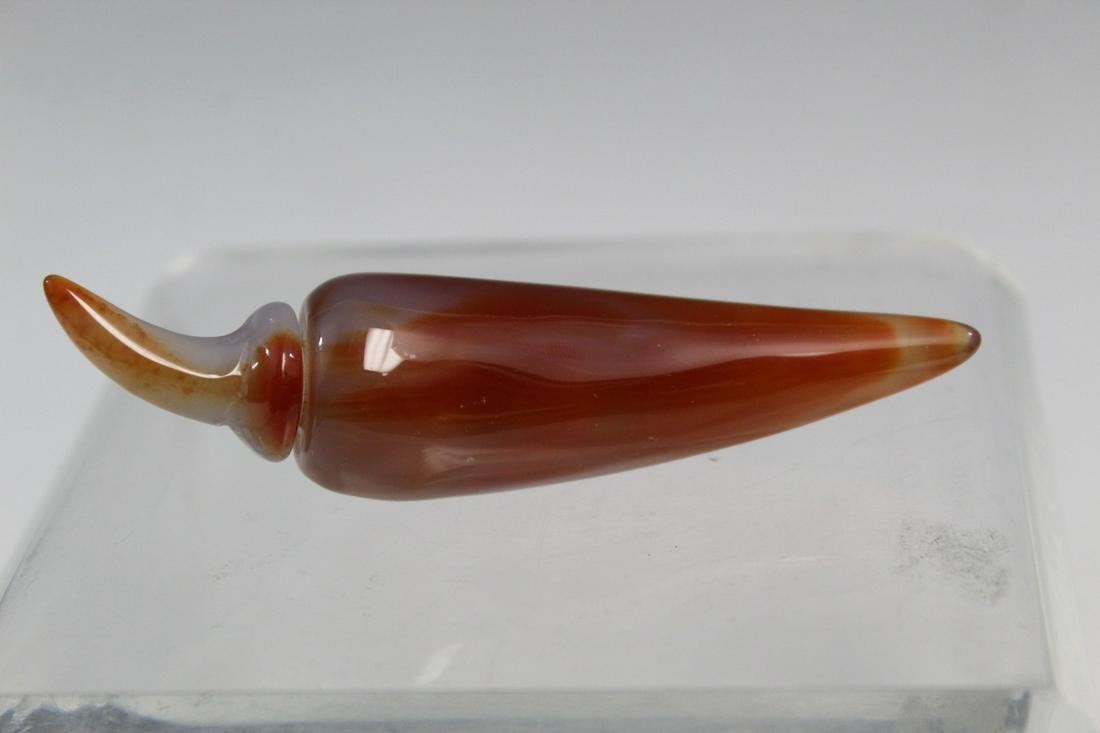 Chinese Red Agate Pepper Shaped Snuff Bottle (1 of 4)