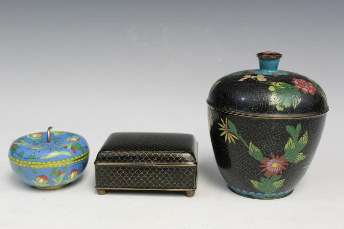 Three Chinese Cloisonne Boxes (1 of 8)