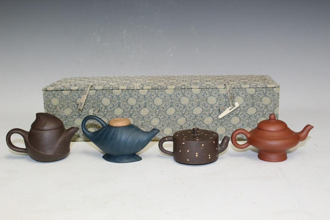 Four Chinese Small Yixing Teapots (1 of 7)
