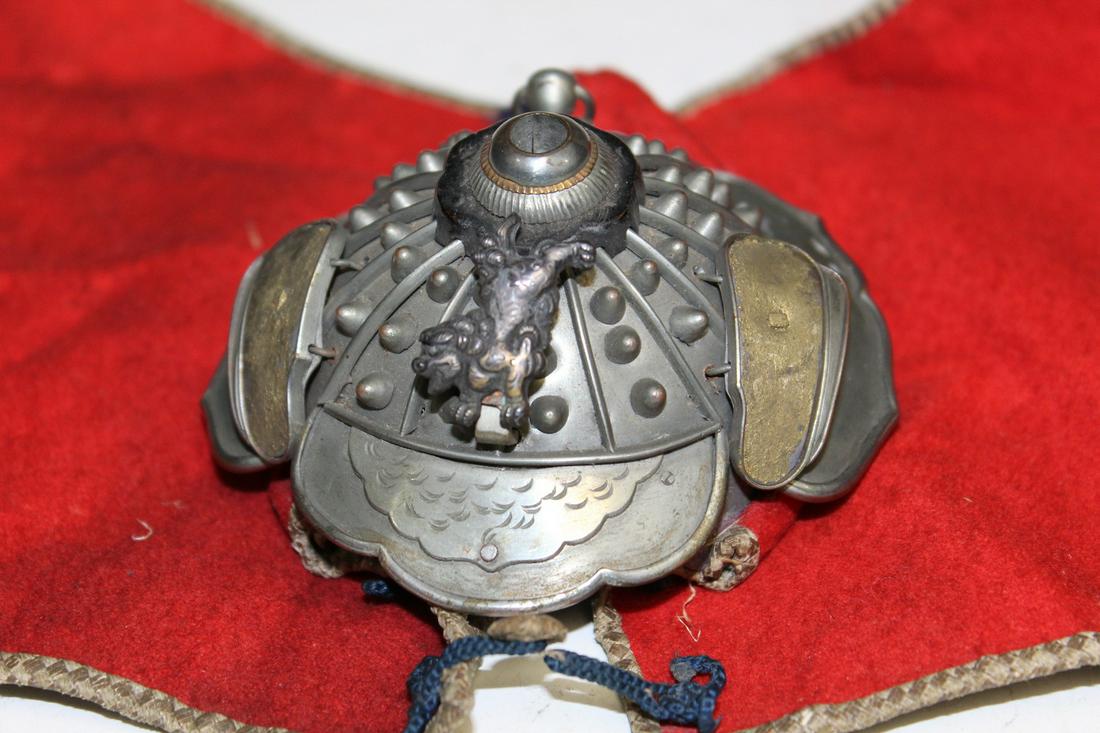 Japanese Miniature Metal Kabuto Helmet (1 of 6)