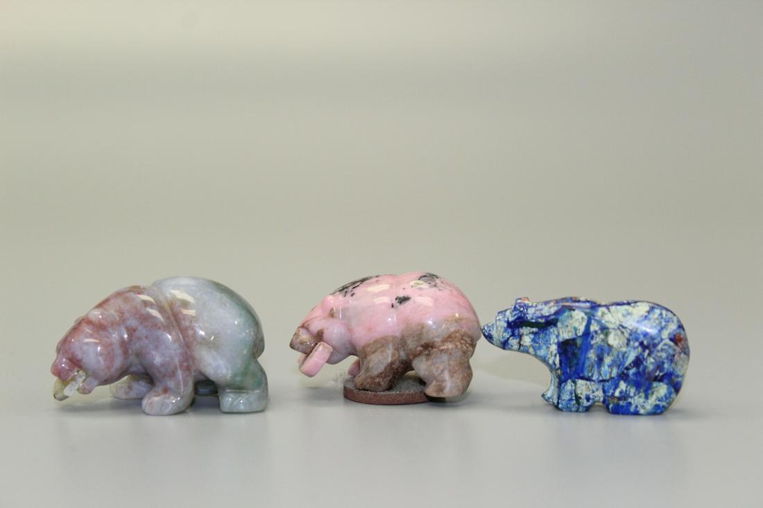 Three Chinese carved stone polar bears. (1 of 2)