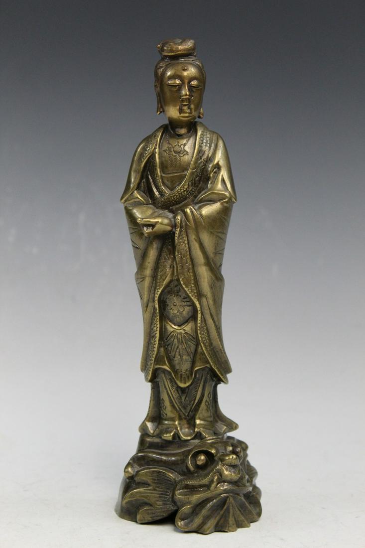 Chinese Brass Guanyin Statue (1 of 6)