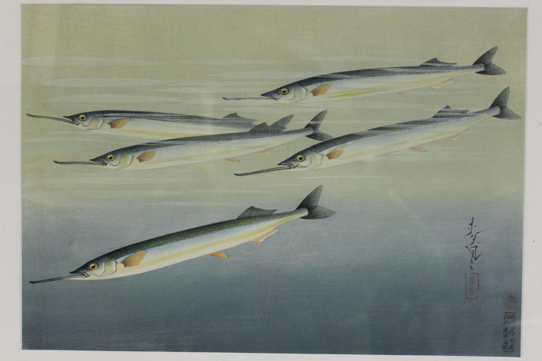 Japanese Needle Fishes. Ono Bakufu, Japanese Woodblock print (1 of 6)