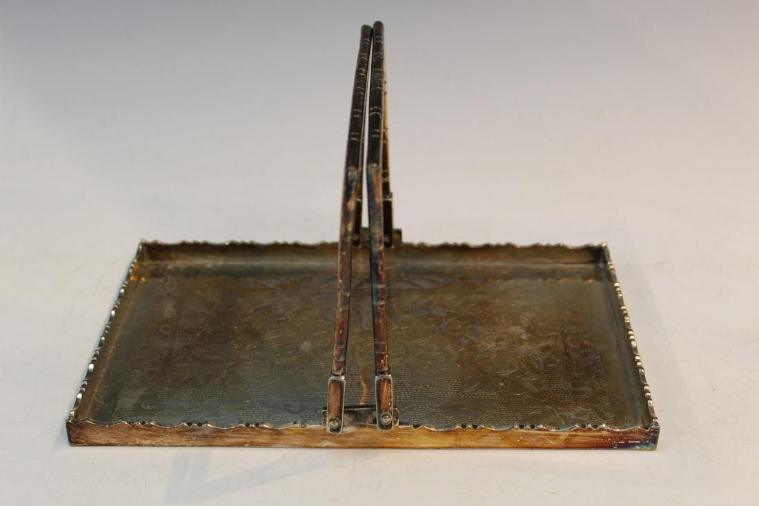 Chinese Silver Plated Brass Tea Tray. (1 of 5)