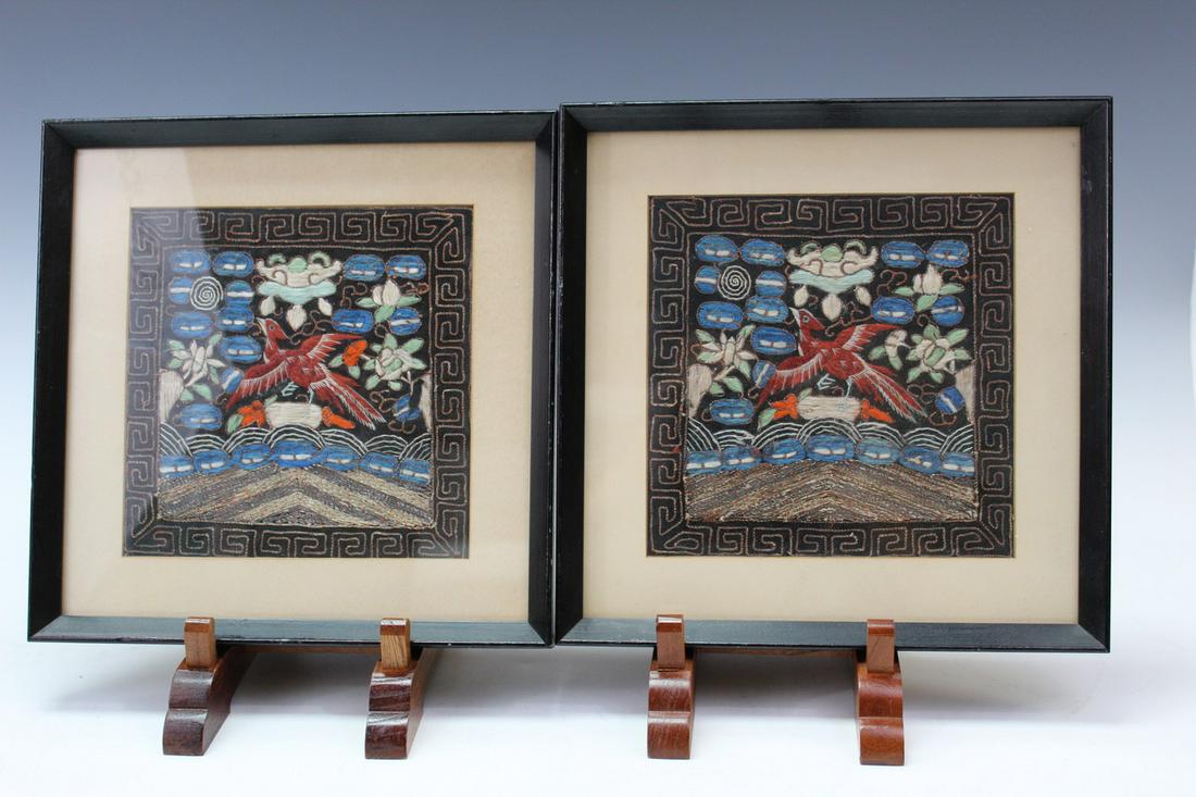 Pair of Chinese Framed Embroidery Pieces (1 of 5)