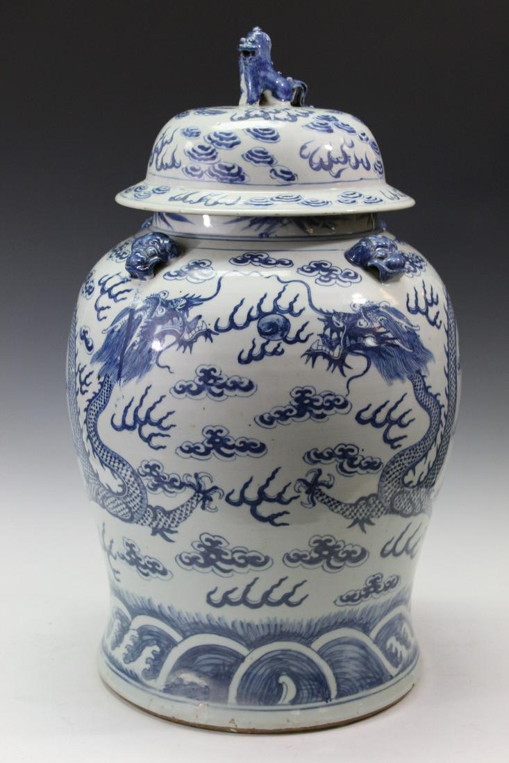 Very Rare Large Chinese Blue and White Temple Jar (1 of 9)