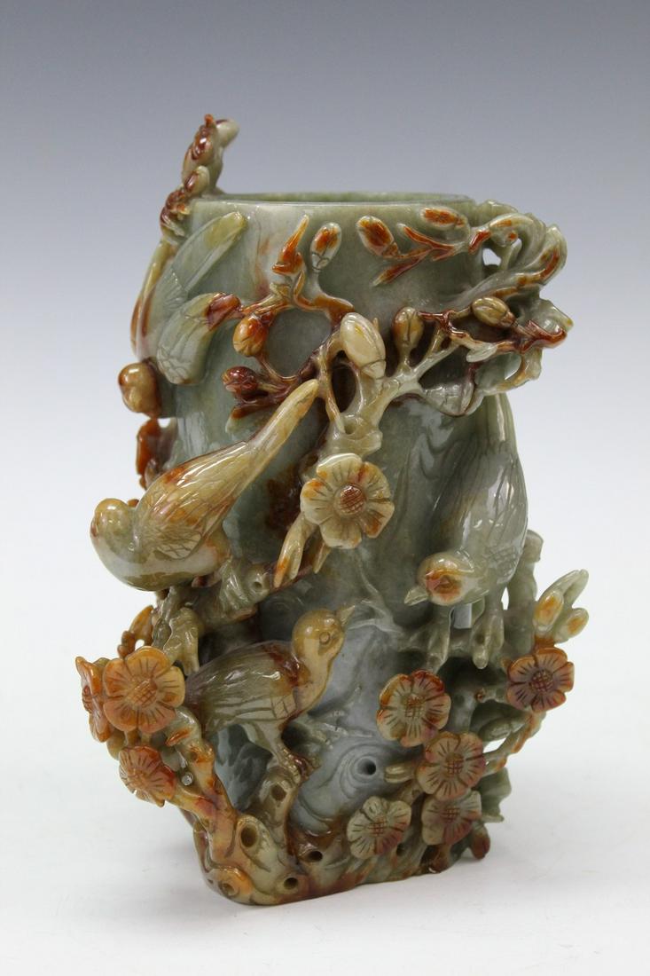 Chinese Carved Jade Brush Pot (1 of 8)