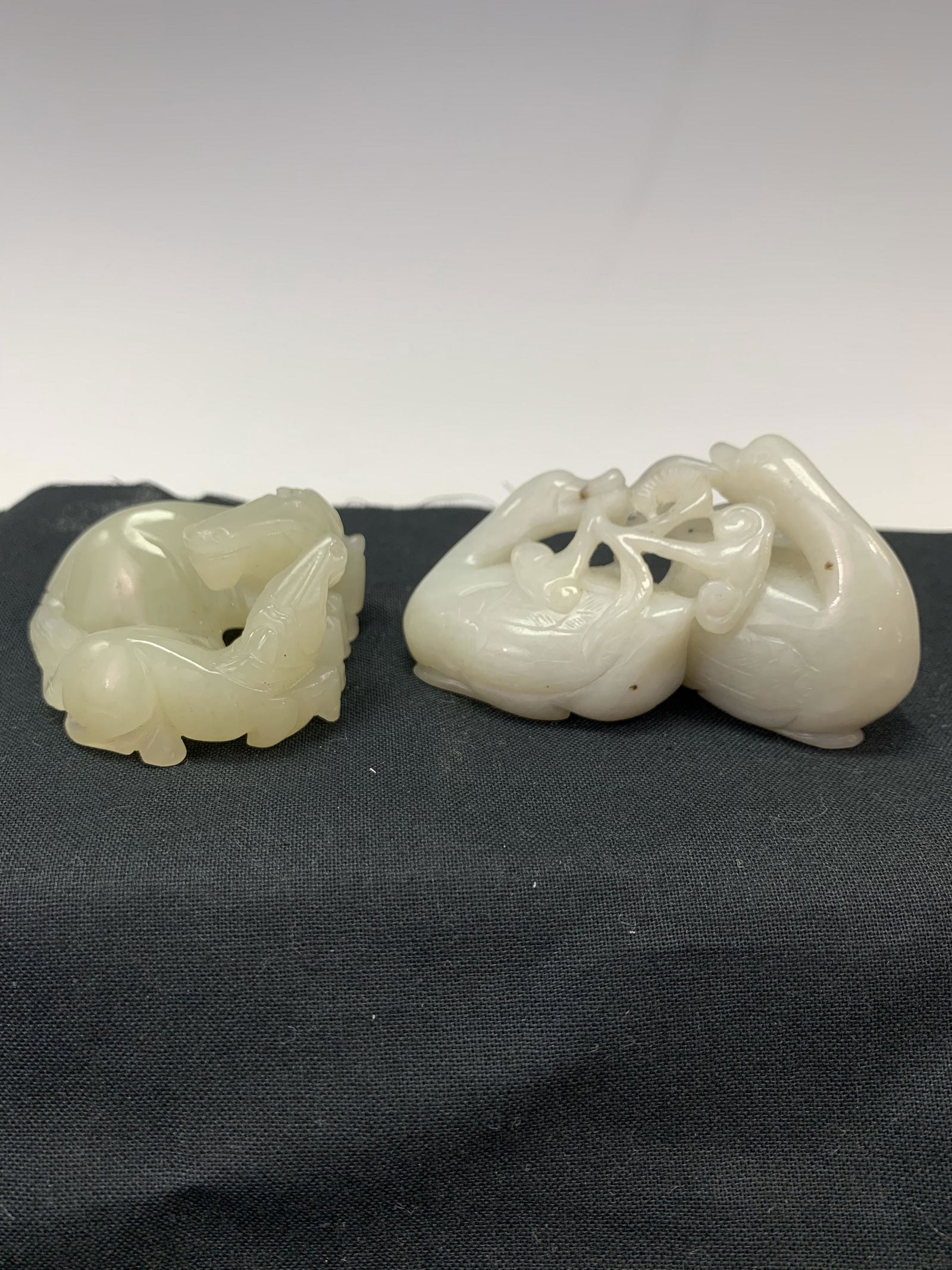Lot of 2 Chinese Jade/Jadeite Carvings of Horse and Ducks (1 of 3)