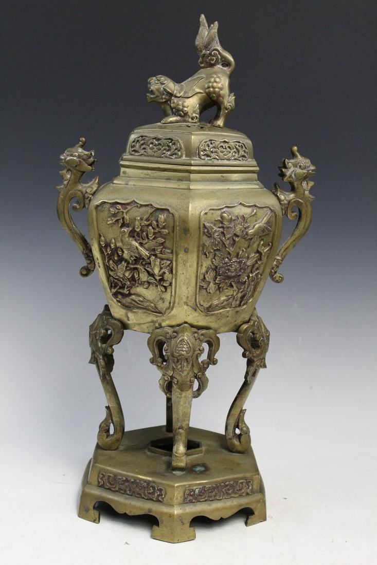 Large Japanese Brass Incense Burner (1 of 7)