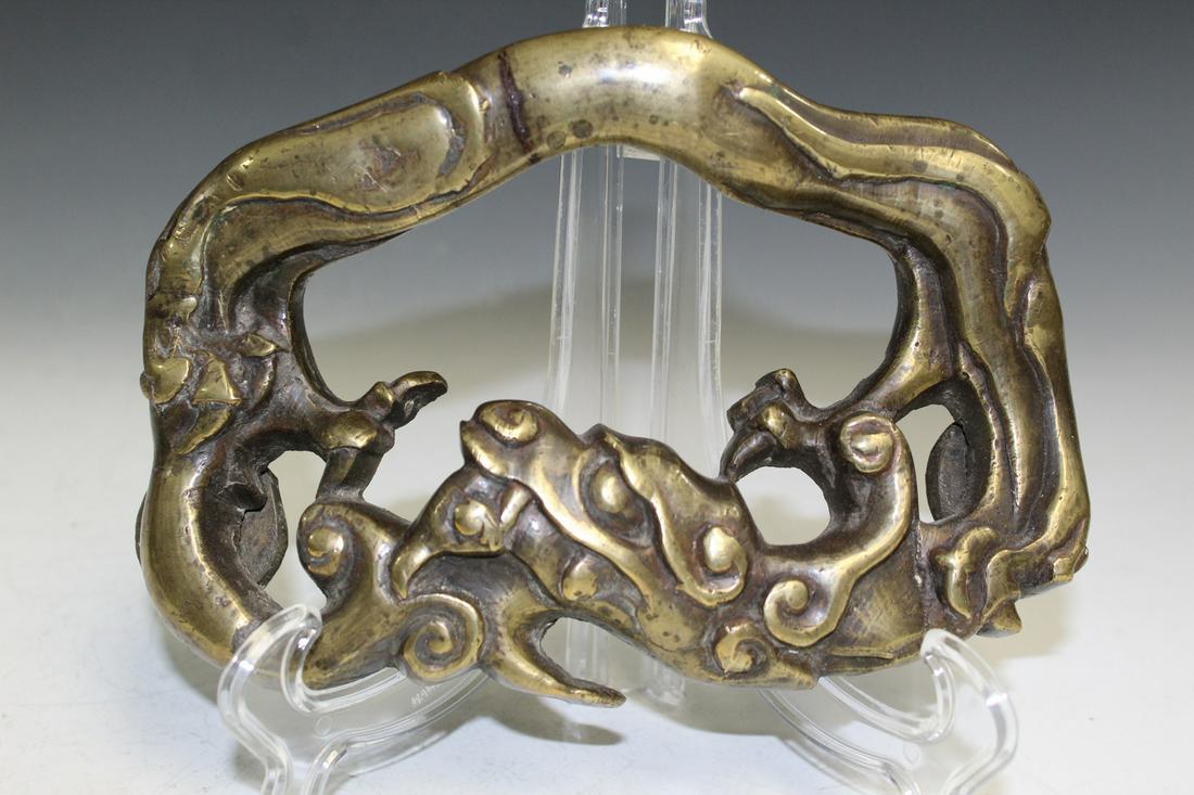 Antique Chinese Bronze Dragon Handle. Ming period. (1 of 4)