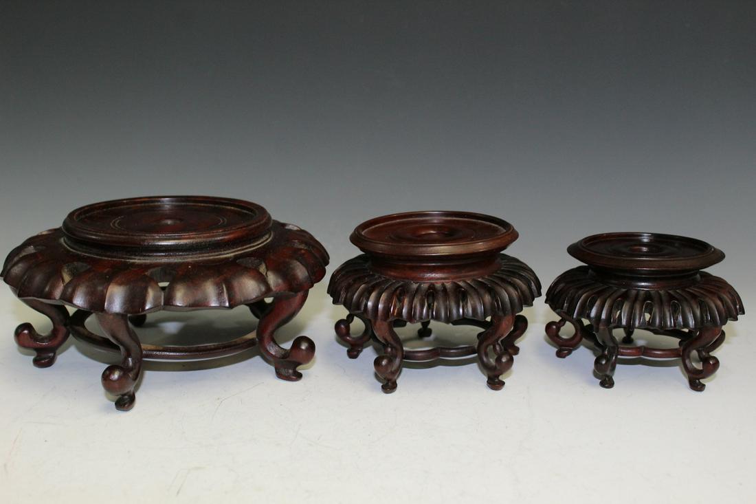 Three Chinese Circular Wood Stands. (1 of 4)