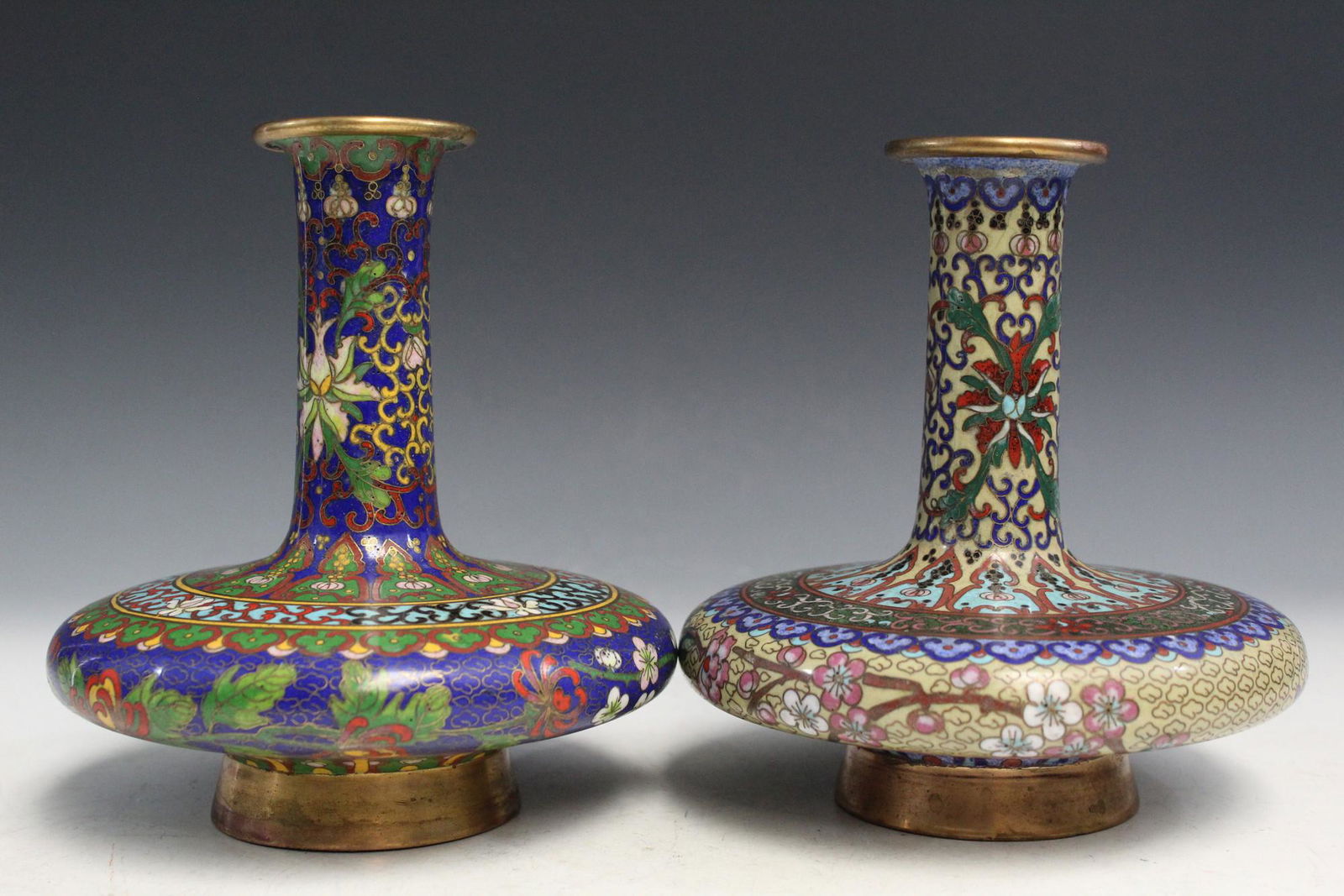 Two Chinese cloisonne vases. (1 of 6)