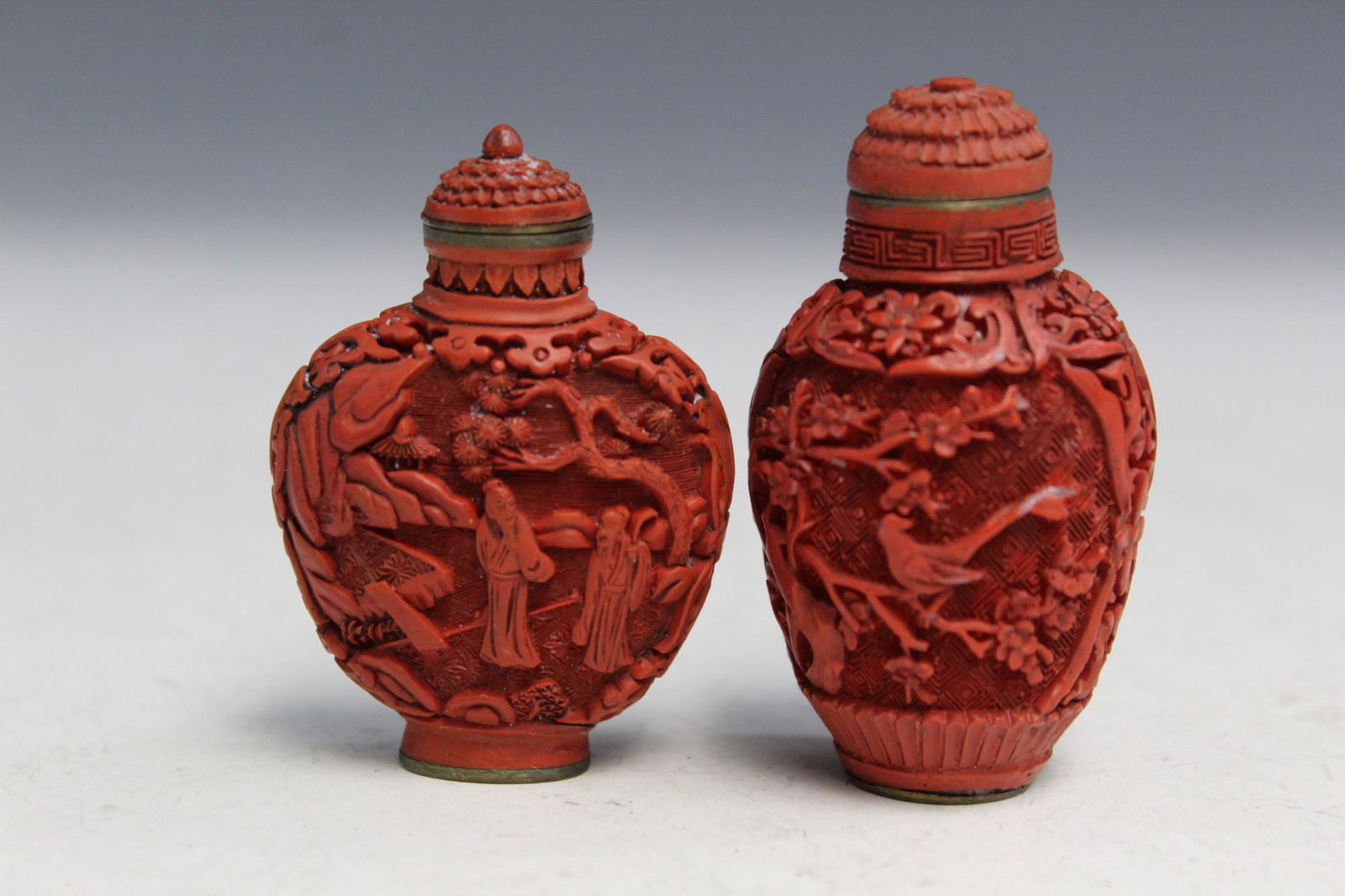 Two Chinese Cinnabar Snuff Bottles (1 of 4)