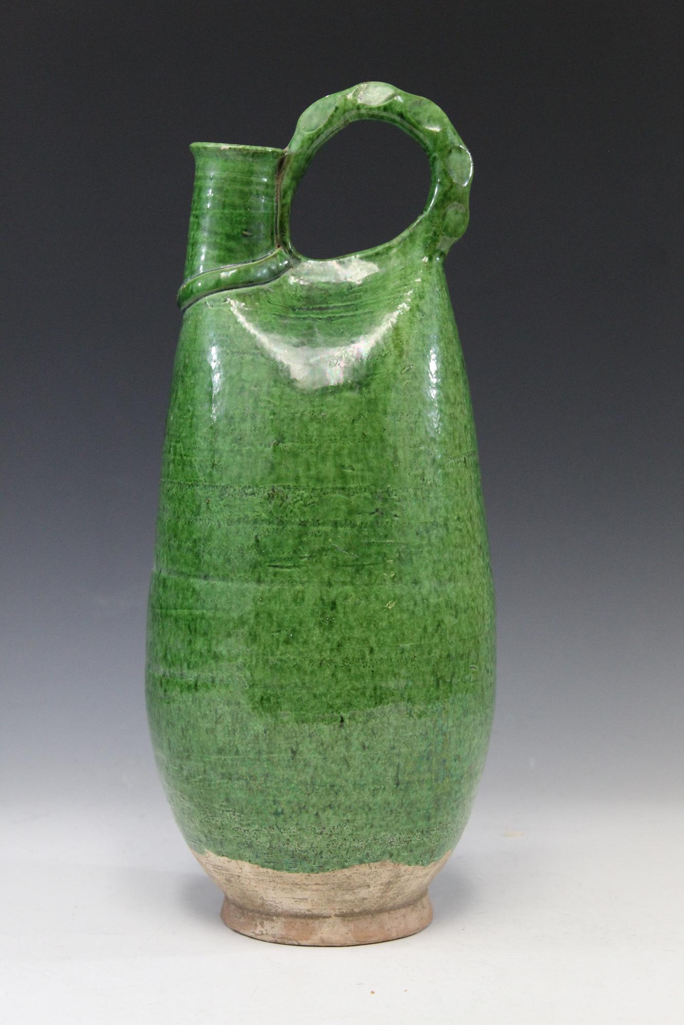 Chinese green glaze pottery pitcher. (1 of 7)