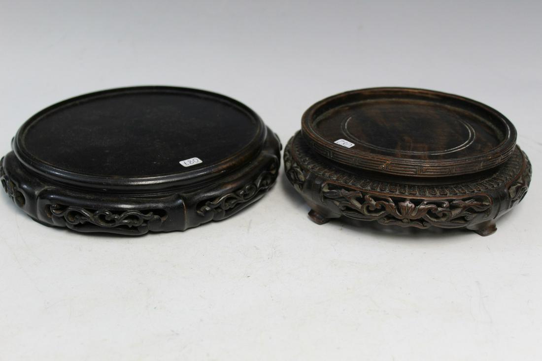 Two Chinese Carved Wood Stands (1 of 9)