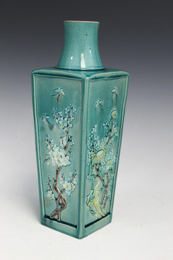 Chinese Green Glaze Porcelain Square Vase (1 of 6)