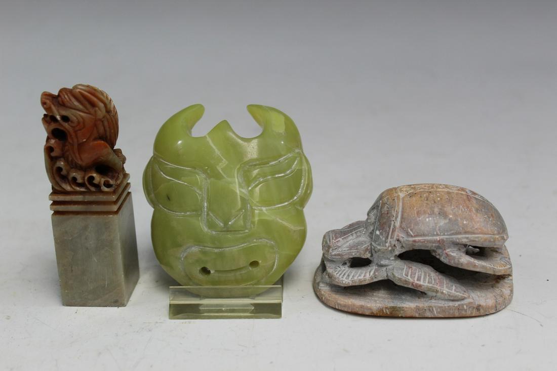Three Asian Carved Stone Items (1 of 4)