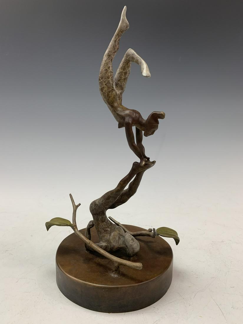 Unique artist signed Bronze Sculpture of Acrobats. In the manner of Richard MacDonald (1 of 5)