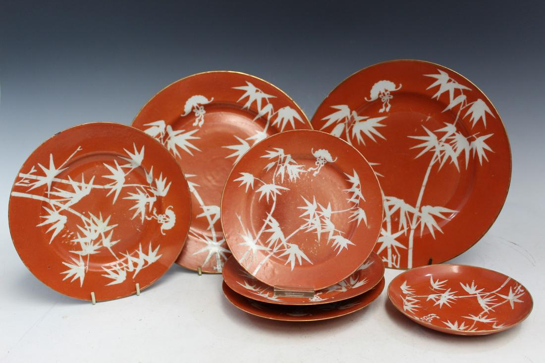 Seven Chinese Coral-red Glazed Porcelain Dishes (1 of 8)