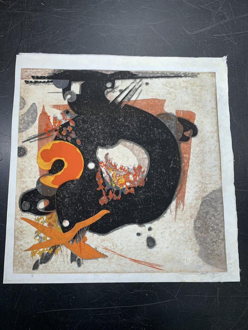 Hodaka Yoshida signed limited edition woodcut print, "The Air" (1 of 4)