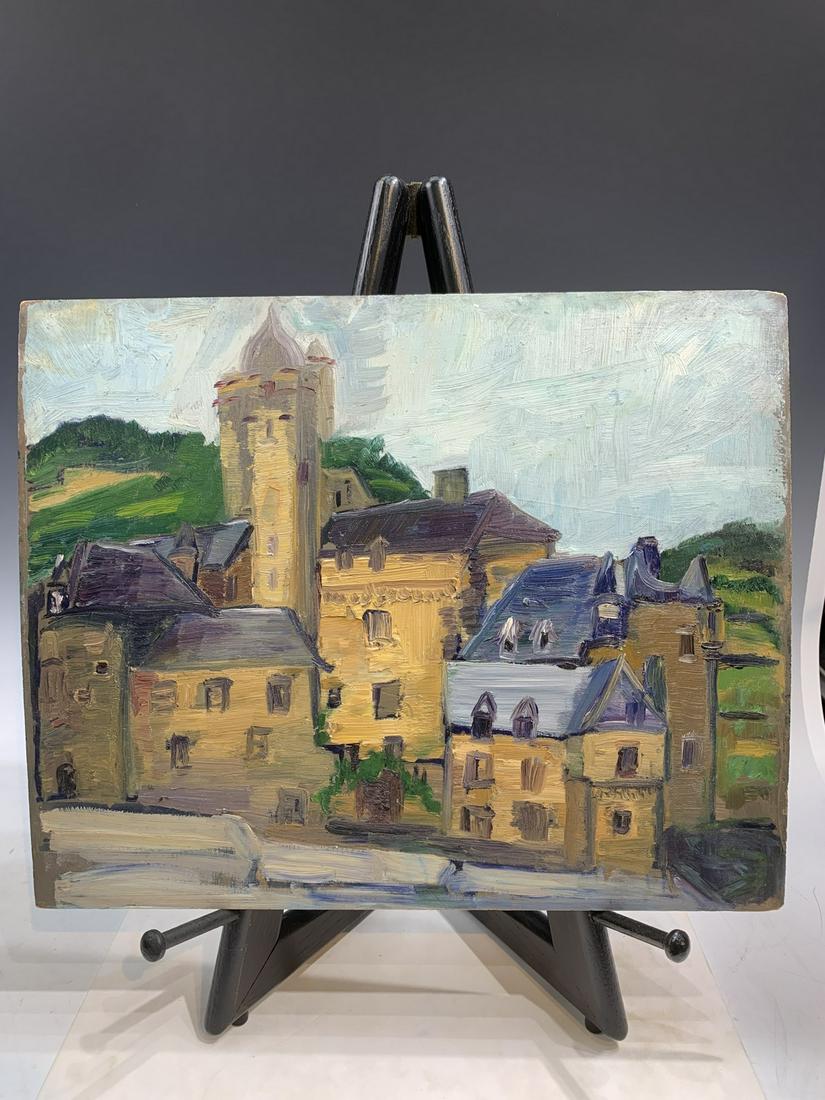 Eloise Egan signed painting of a town (1 of 4)