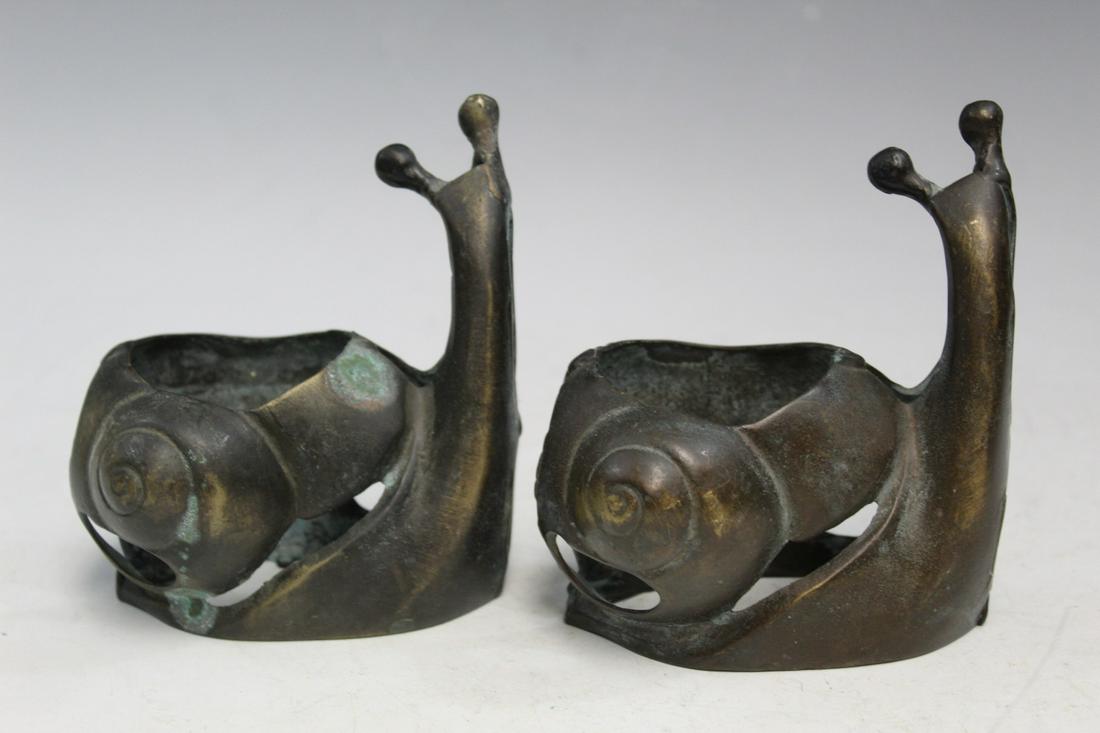 Pair of Metal Snail Candle Holders: Pair of Metal Snail Candle Holders. H 12 cm