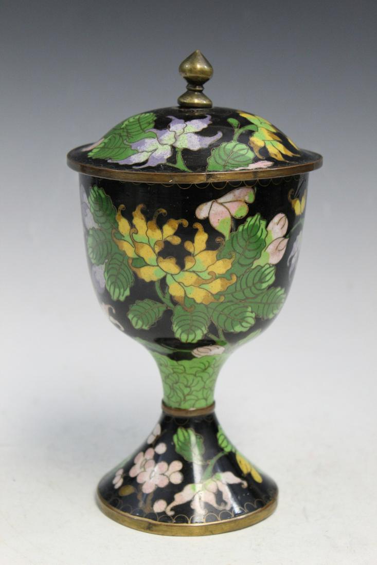 Chinese Cloisonne Covered Stem Cup (1 of 8)