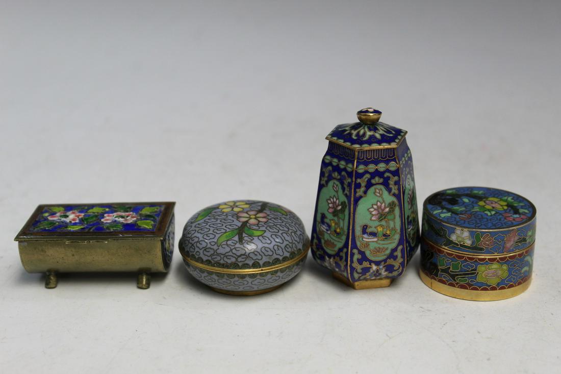 Four Chinese Cloisonne Small Boxes. (1 of 5)