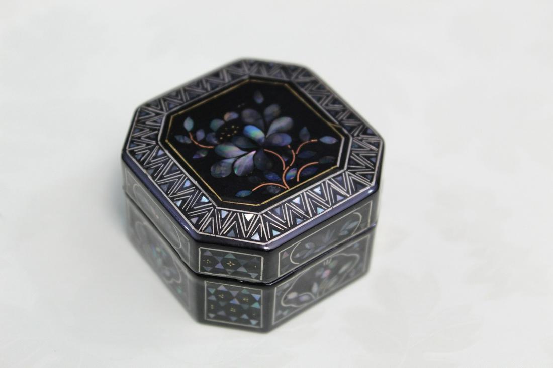 Asian Lacquered Small Box with MOP Inlaid (1 of 5)