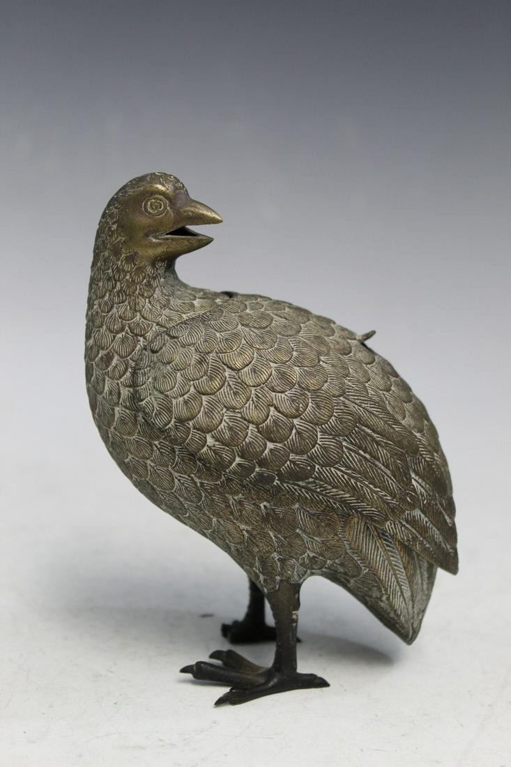 A Brass Bird Incense Burner: A Brass Bird Incense Burner. L 13 cm. As Is.