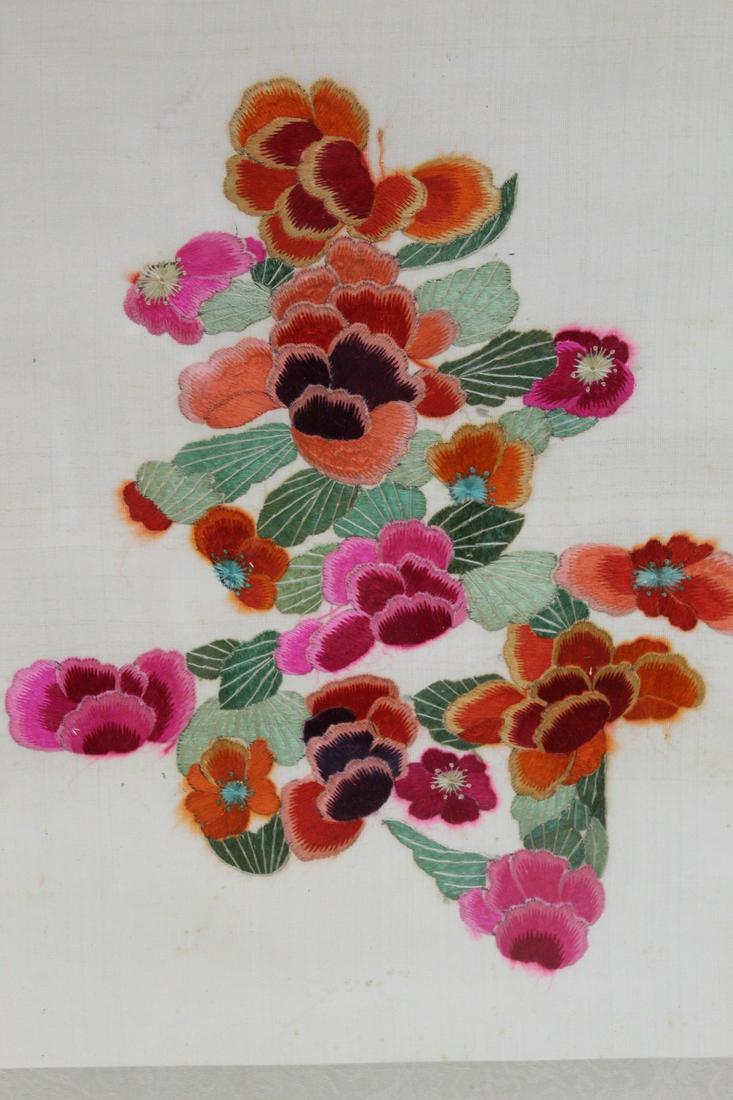 Chinese Embroidery of Letter "Shou" (Longevity): Chinese Embroidery of Letter "Shou" (Longevity). 36x29 cm, frame 53x43 cm.
