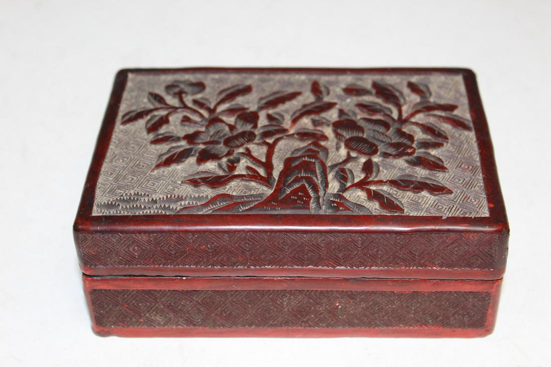 Chinese Cinnabar Box: Chinese Cinnabar Box. 9.5x14x5 cm