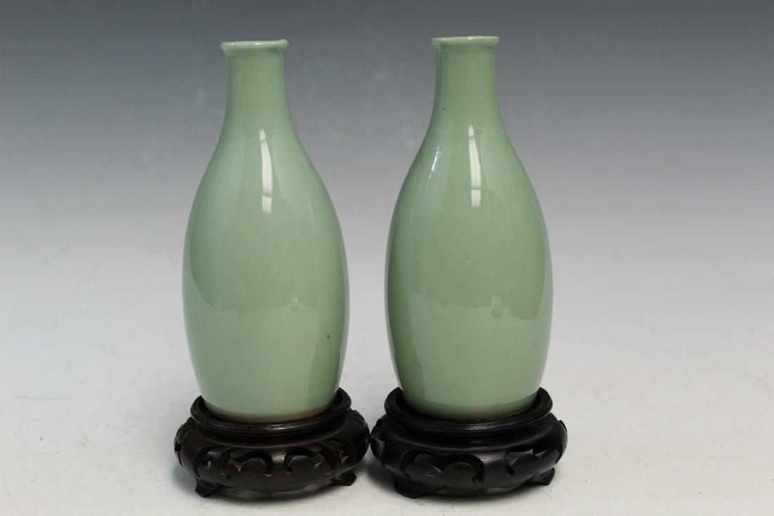 Pair of Chinese Celadon Glaze Porcelain Small Vases (1 of 5)