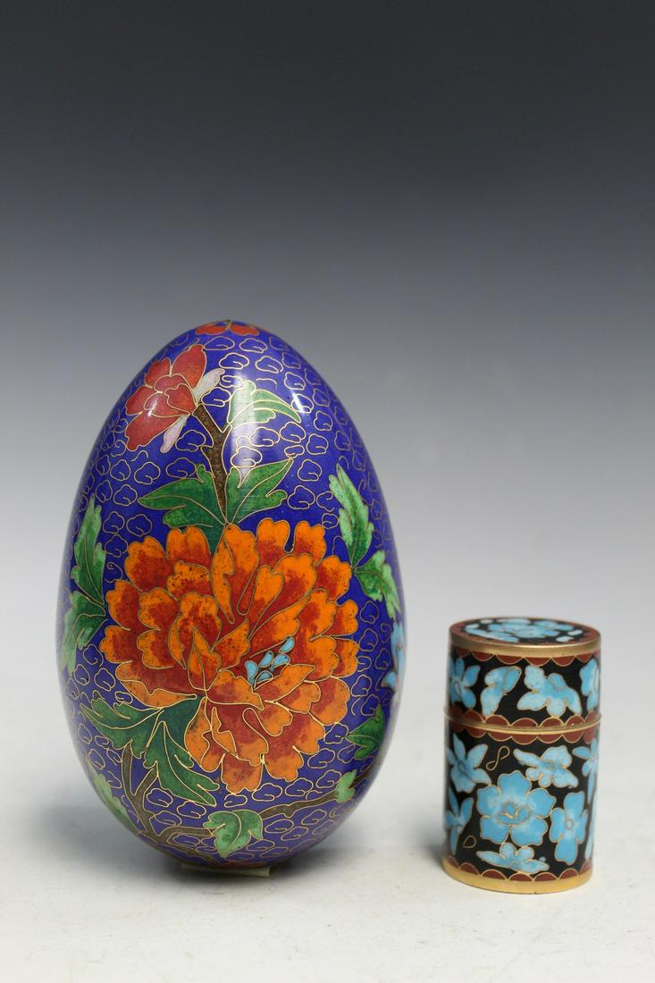 Chinese Cloisonne Egg and Small Box. (1 of 6)