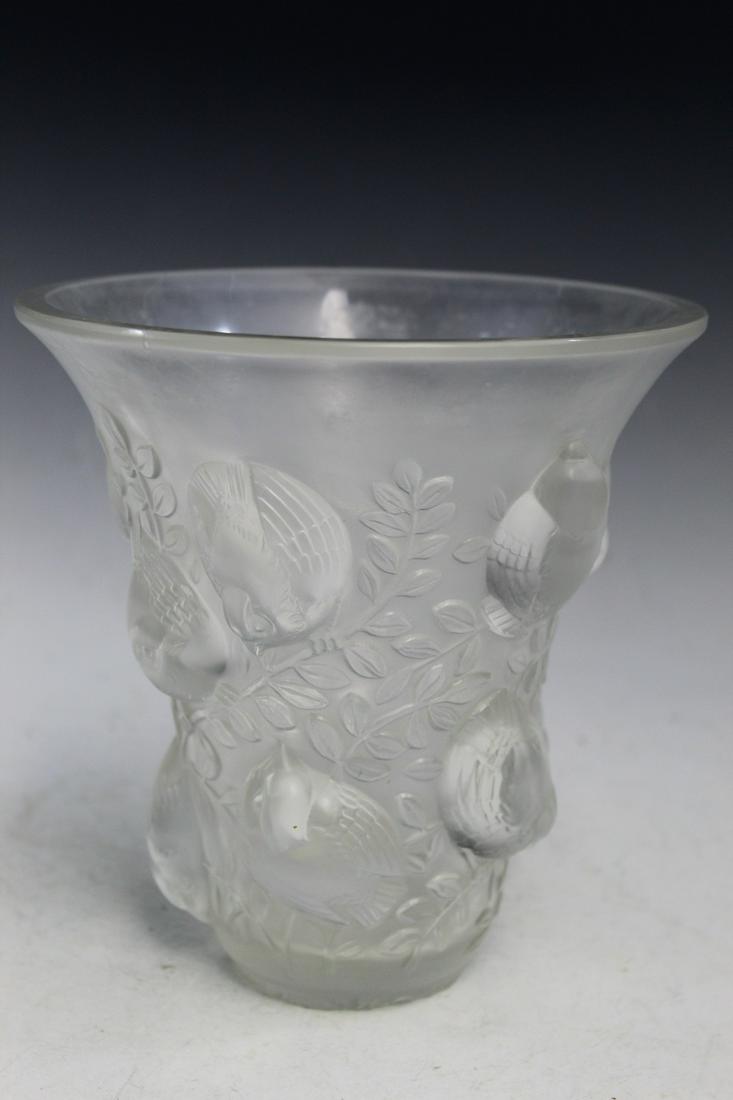 R Lalique France C1930 St Francois Birds Clear Frosted Art Glass Trumpet Vase (1 of 7)