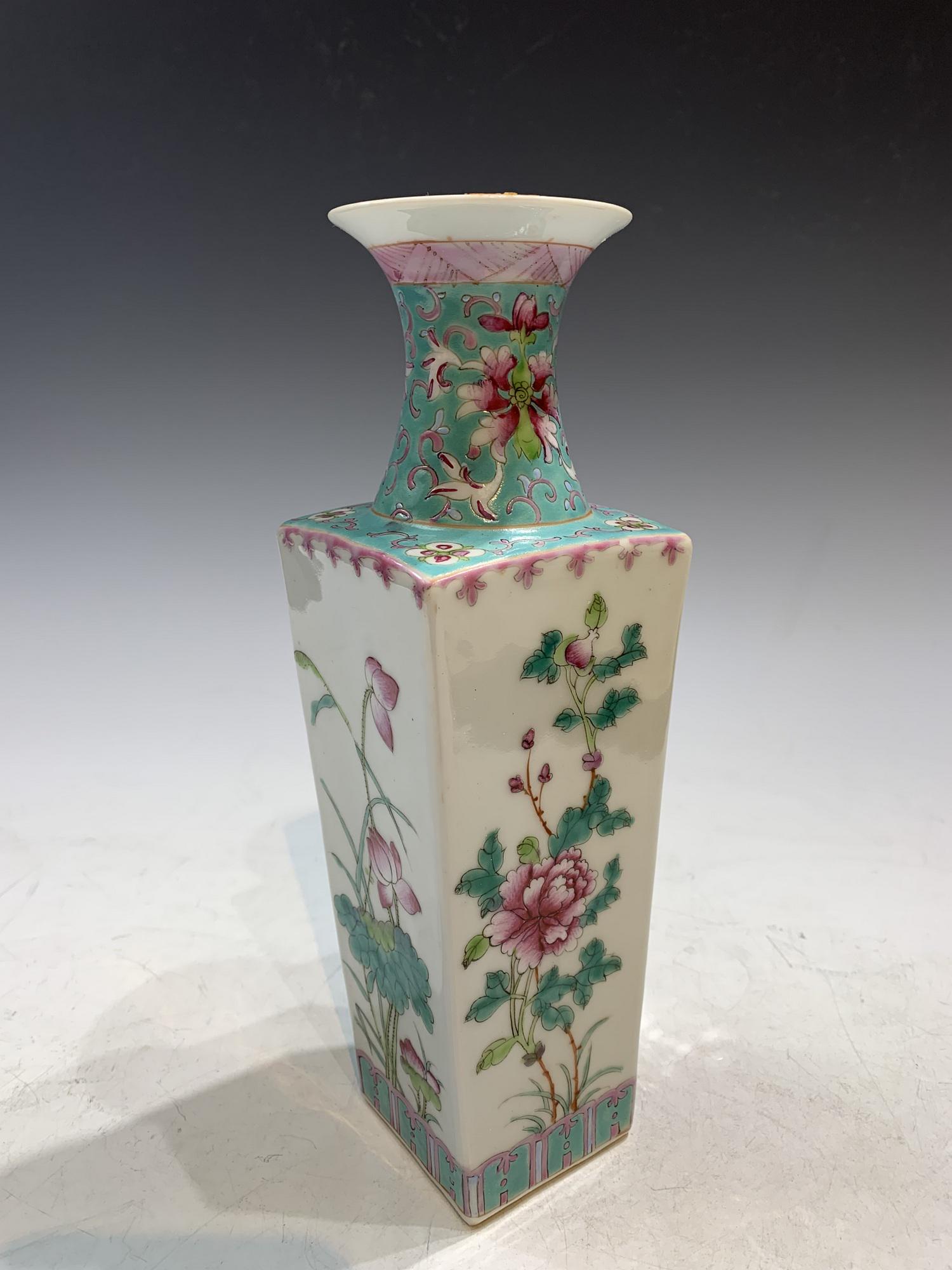 Chinese Square Shaped Porcelain Vase (1 of 3)