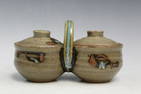 Japanese Pottery Double Condiment Server