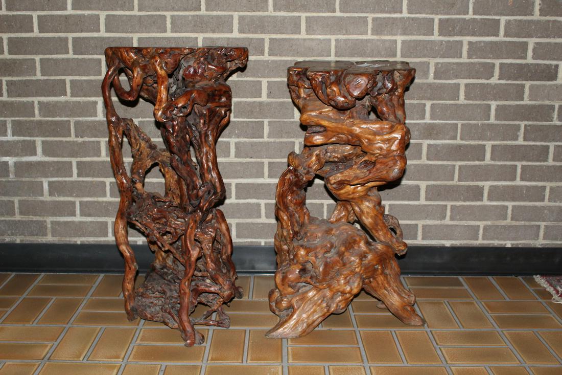 Two Chinese Root Wood Flower Stands (1 of 9)