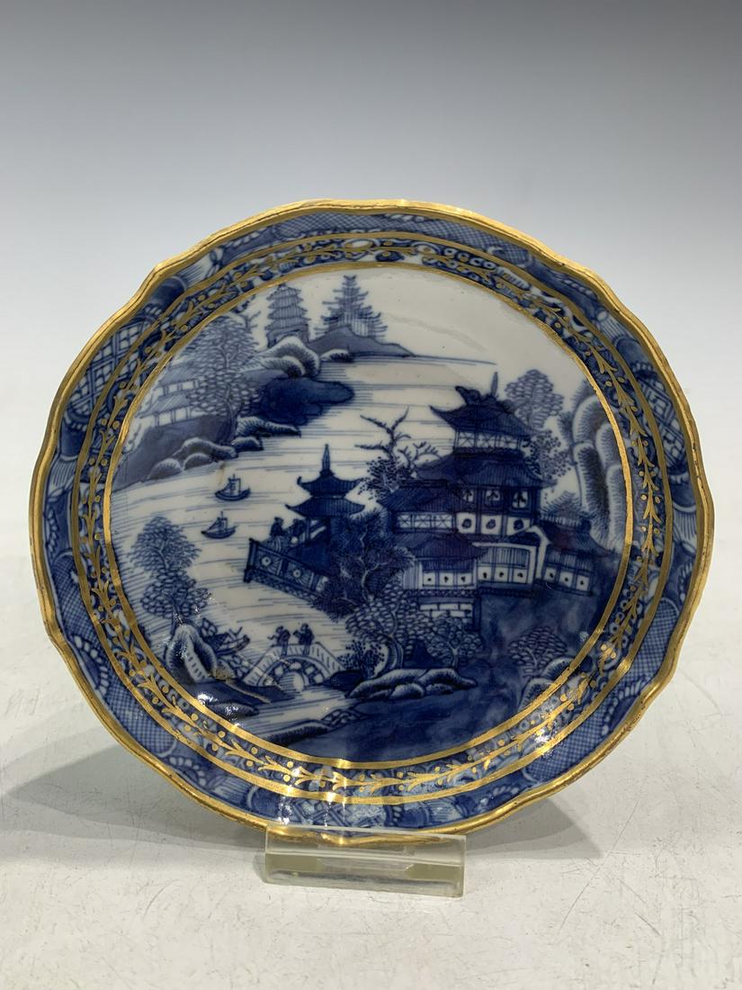 Chinese Small Blue and White Export Ware Landscape Dish (1 of 2)