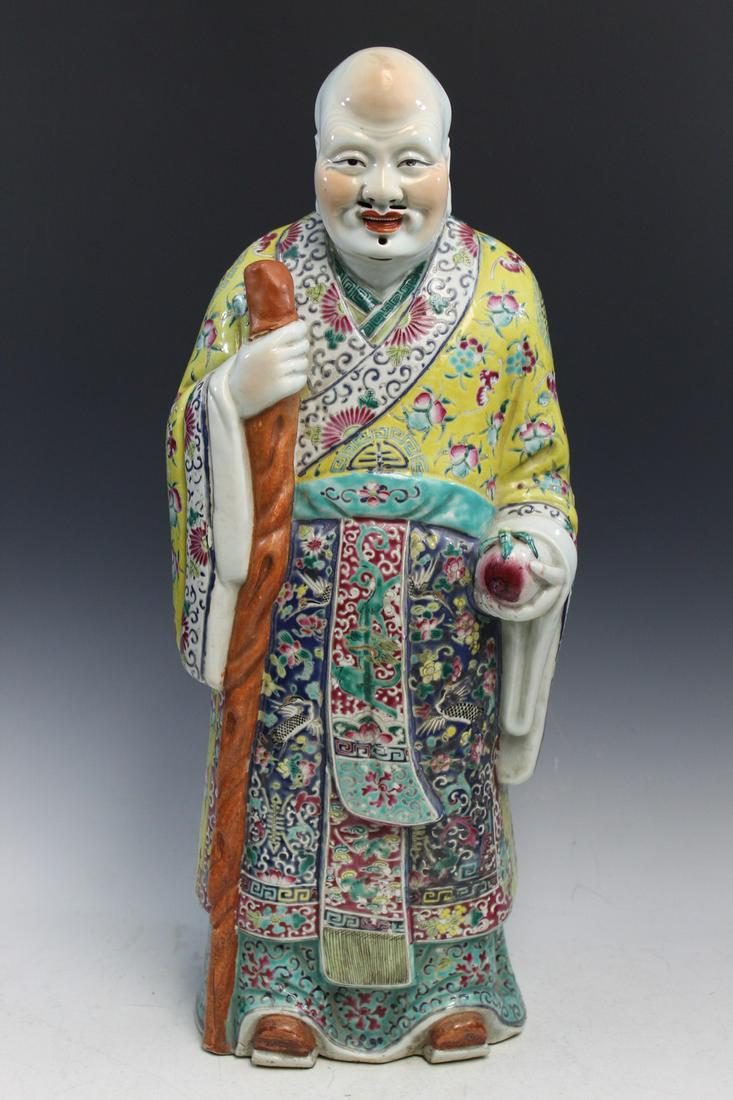 Large Chinese Famille Rose Porcelain Figure of an Old Man (1 of 9)