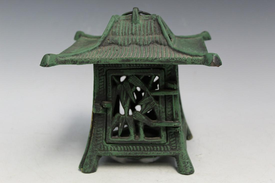 Asian Metal Candle Holder: Asian Metal Candle Holder. H 19 cm.