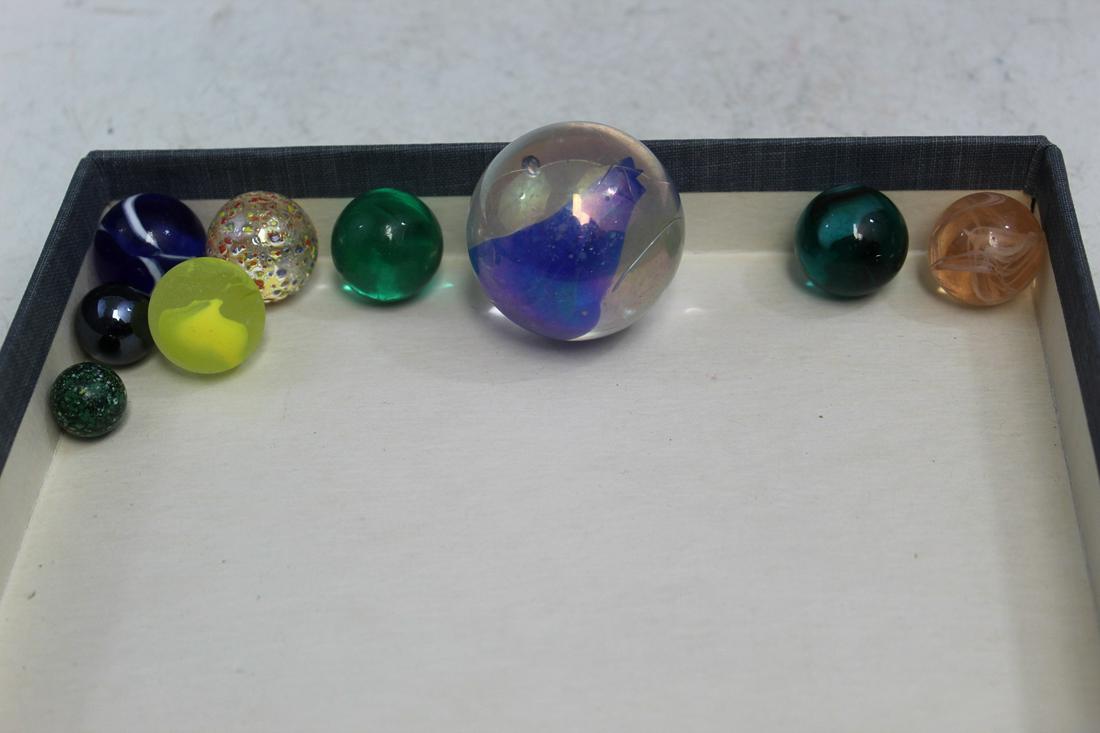 Group of Glass Marbles: Group of Glass Marbles. Largest Diam 4 cm