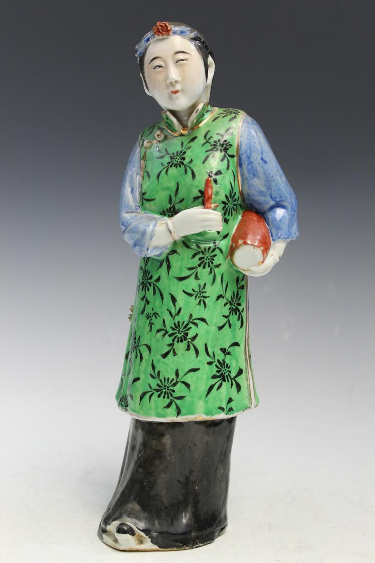 Chinese Famille Rose Porcelain Dancer Statue (1 of 8)